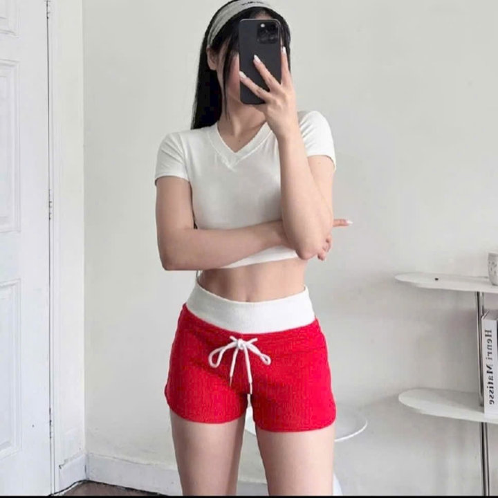 Quần Đùi Nữ Dáng Ôm Thun Da Cá Phối Lưng Thun Bảng To Bt35p- Sam Store