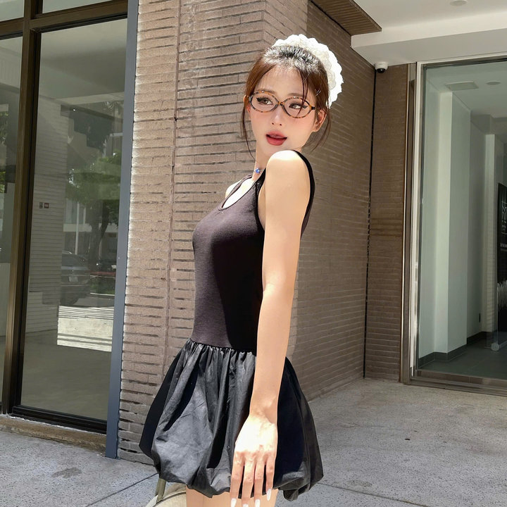 [[shoppumi] Đầm Ba Lỗ Tùng Xòe Năng Động Ganni Dress 2 Màu Sm Pumi