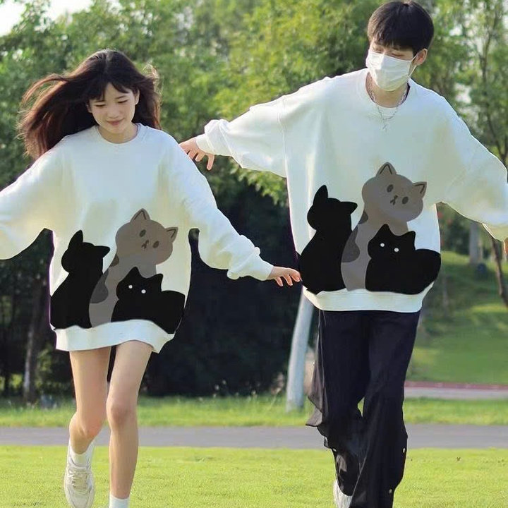 Alternative view of Áo Sweater Vải Nỉ Ngoại Unisex Nam Nữ In Hình 3 Chú Mèo Siêu Đẹp Cho Các Cặp Đôi Tp342 - Phương Store