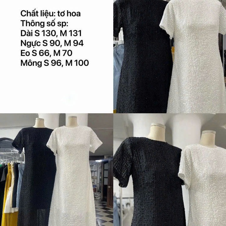 [shoppumi] Đầm Bewi Cổ Tròn Chất Liệu Tơ Hoa Có Lớp Lót Dáng Dài 2 Màu Sm Pumi