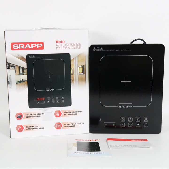 Không Kén Nồi - Bếp Hồng Ngoại Cao Cấp Phím Cảm Ứng Công Suất 2000w Srapp Sh-sv208 Khóa An Toàn, Bo Mạch Chống Oxy Hóa Bếp Không Kén Nồi