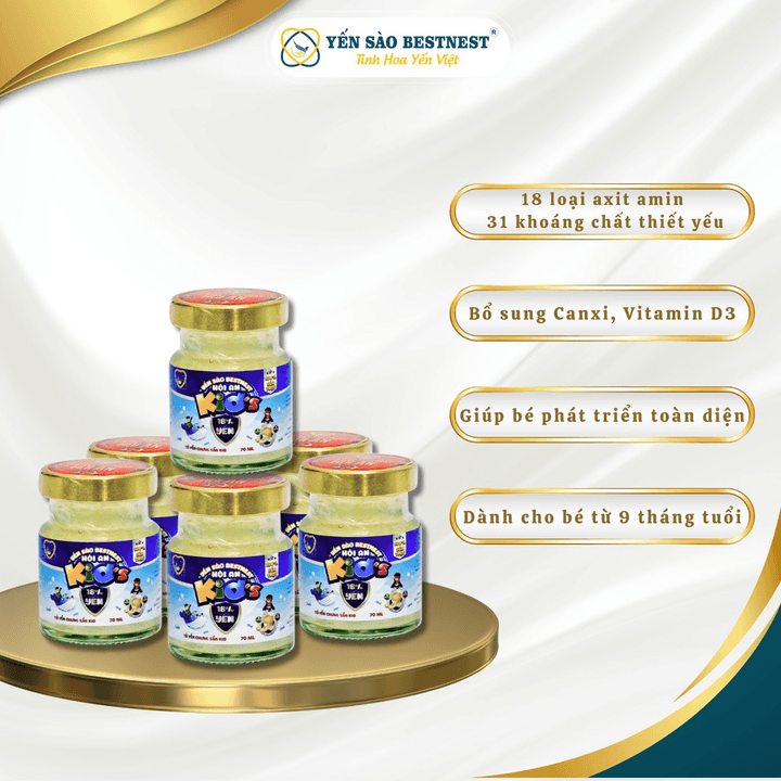 Alternative view of [mua 2 Tặng 1] Yến Sào Bestnest Hội An - Tổ Yến Chưng Sẵn Kid's 18% - Hộp Quà 6 Hũ X 70ml