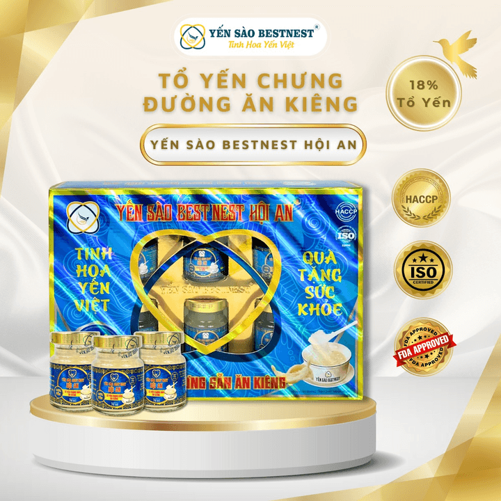 Alternative view of [mua 2 Tặng 1] Yến Sào Bestnest Hội An - Tổ Yến Chưng Sẵn Đường Ăn Kiêng 18% - Hộp Quà 6 Hũ X 70ml