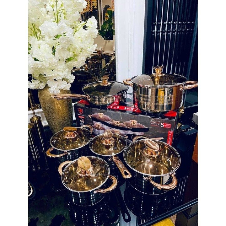 Bộ Nồi Chảo Đức Kaisa Villa Kv-6618 12 Chi Tiết Dùng Được Cho Mọi Loại Bếp, An Toàn Với Máy Rửa Bát