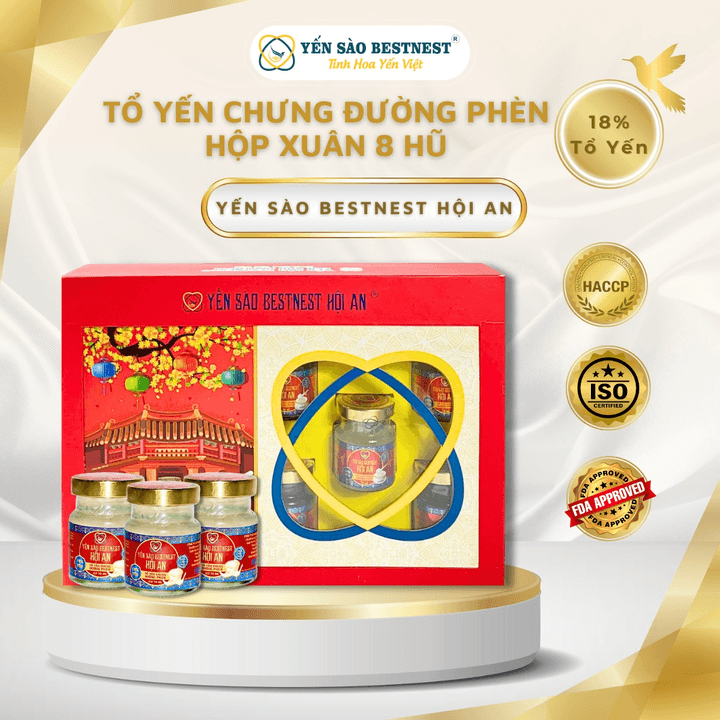 Alternative view of [mua 2 Tặng 1] Yến Sào Bestnest Hội An - Tổ Yến Chưng Sẵn Đường Phèn 18% - Hộp Xuân 8 Hũ X 70ml