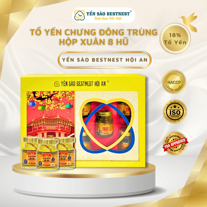 Alternative view of [mua 2 Tặng 1] Yến Sào Bestnest Hội An - Tổ Yến Chưng Sẵn Đông Trùng 18% - Hộp Xuân 8 Hũ X 70ml