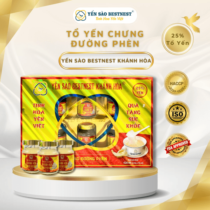 Alternative view of [mua 2 Tặng 1] Yến Sào Bestnest Khánh Hoà - Tổ Yến Chưng Sẵn Đường Phèn 25% (hộp 6 Hũ X 70ml)