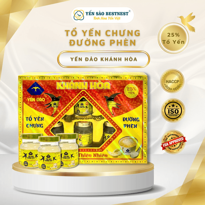 Alternative view of [mua 2 Tặng 1] Yến Đảo Khánh Hòa - Tổ Yến Chưng Sẵn Đường Phèn 25% - Hộp Quà 6 Hũ X 70ml