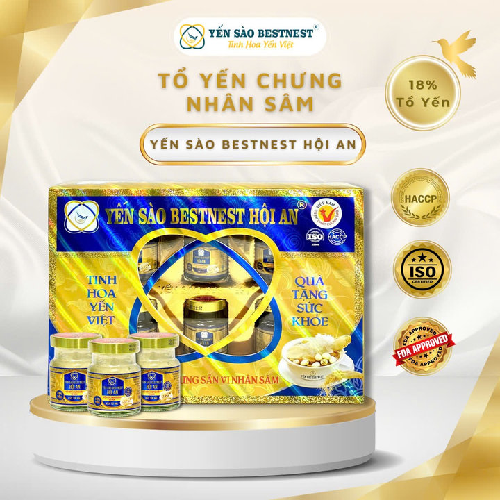 Alternative view of [mua 2 Tặng 1] Yến Sào Bestnest Hội An - Tổ Yến Chưng Sẵn Nhân Sâm 18% - Hộp Quà 6 Hũ X 70ml