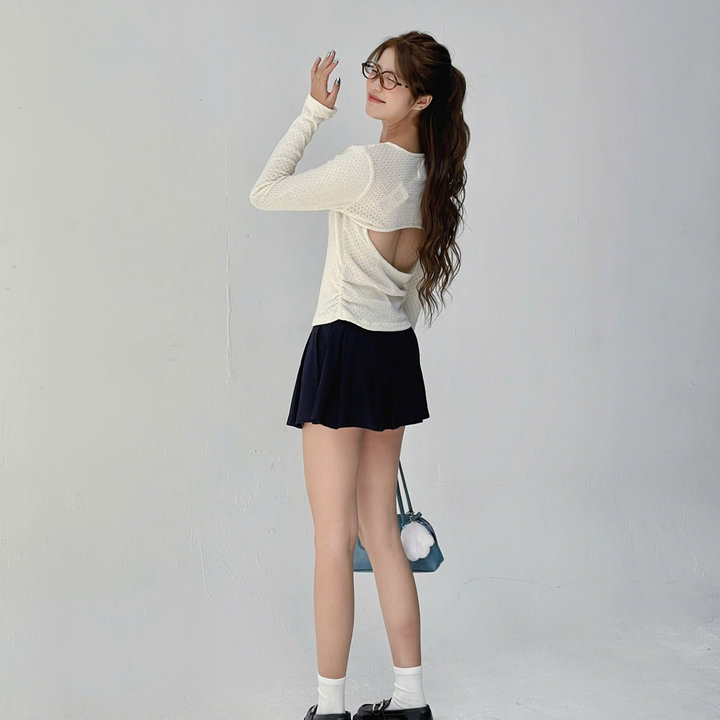 Alternative view of [shoppumi] Áo Len Thun Tay Dài Chất Mịn Cut Out Sau Lưng Evan 2 Màu Sm Pumi