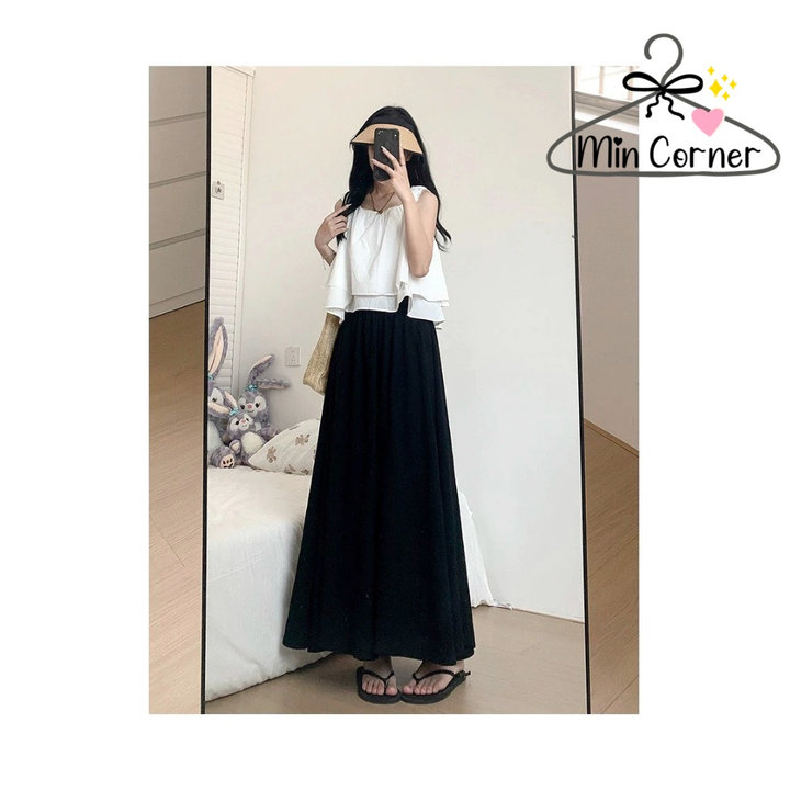 Quần Ống Rộng Dài Bigsize Nữ Chất Đũi Vân Mây Quần Giả Váy Lửng 1 Lớp Cạp Cao Lưng Chun Tiện Lợi Mát Mẻ Che Khuyết Điểm Mq205 - Min Corner