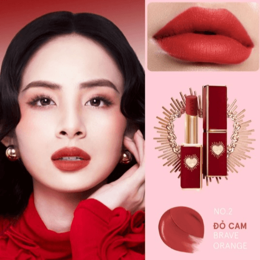 M.o.i-son Lì Cao Cấp Queen Of Rose No.2 Brave Orange- Màu Đỏ Cam