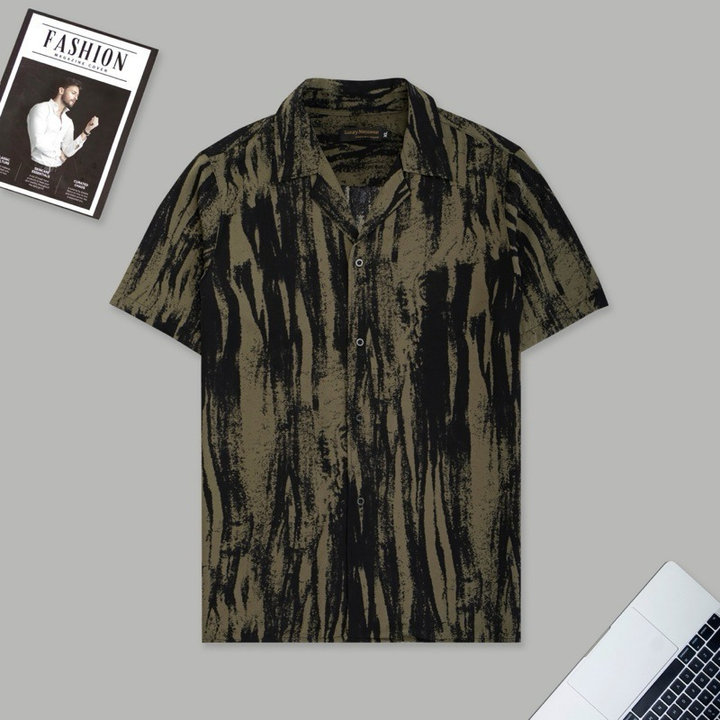 Áo Sơ Mi Cuban Shirt Cộc Tay Nam Scb01 Vải Lụa Hàn Họa Tiết Form Regular Fit - Tuto5