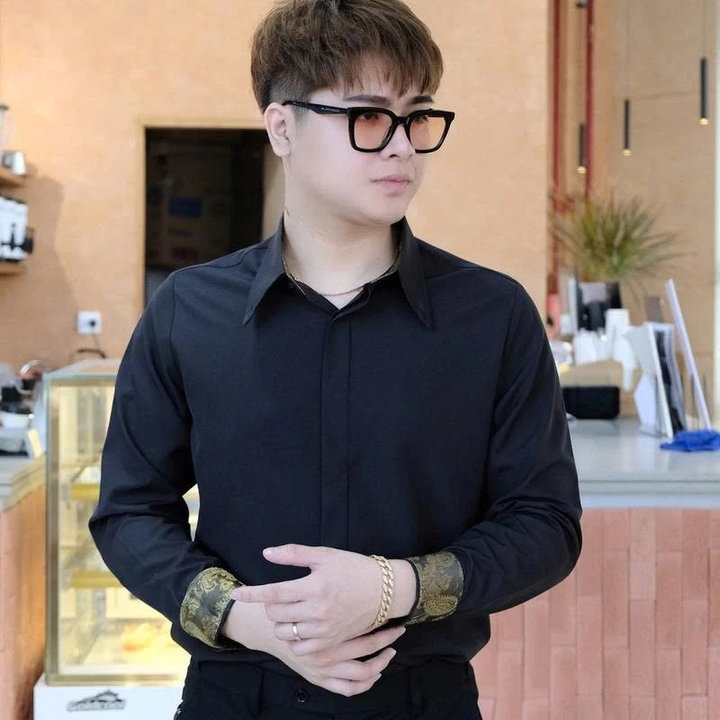 Áo Sơ Mi Trắng Nam Smp01 Sơ Mi Dài Tay Công Sở Phối Viền Gấm Vàng Họa Tiết Cotton Paisley Shirt Cao Cấp - Tuto5