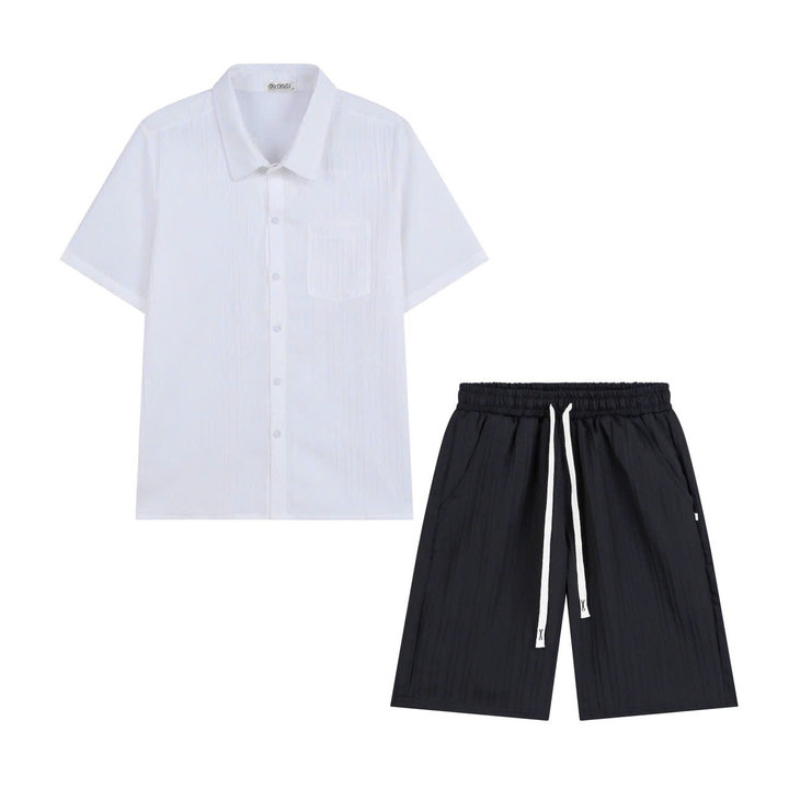Bộ Sơ Mi Quần Lửng Chất Liệu Đũi Gân 4 Chiều Thoáng Mát - Men’s Style