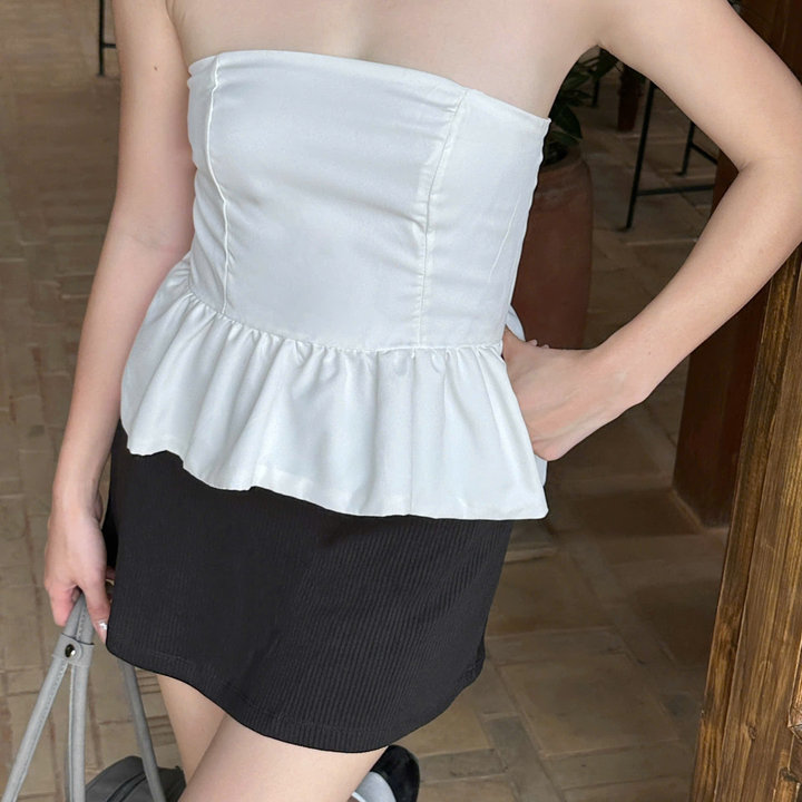 [shoppumi] Váy Thun Khóa Kéo Foli Dáng Ngắn 2 Màu Đen Và Xanh Size Sml Pumi