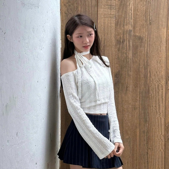 Alternative view of [shoppumi] Chân Váy Marin Dáng A Ngắn Khóa Kéo Đính Thêm Nơ 2 Màu Sm Pumi