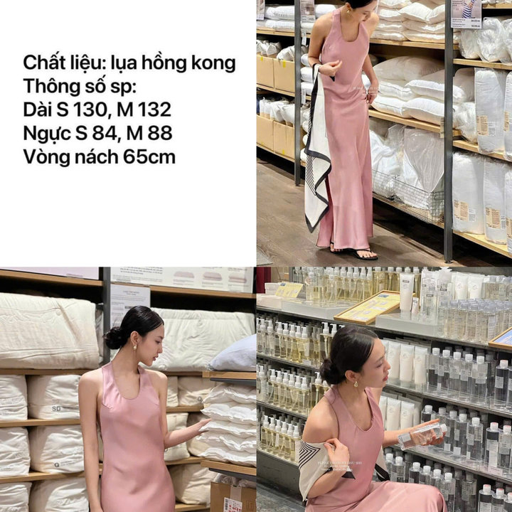 [shoppumi] Đầm Lụa Xẻ Tà Rida Dáng Dài 2 Màu Sm Pumi
