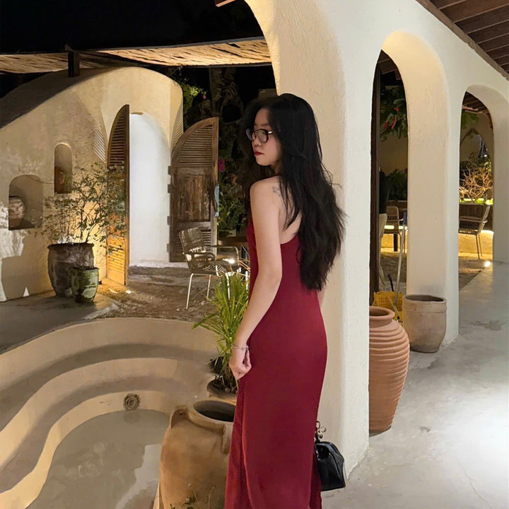 Alternative view of [shoppumi] Đầm Lụa Xẻ Tà Rida Dáng Dài 2 Màu Sm Pumi