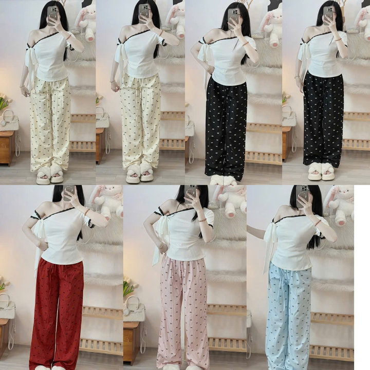 Quần Ống Rộng In Nơ - Lê Phương Boutique