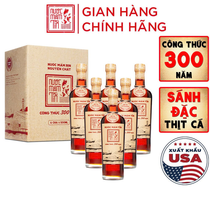 [thùng 6 Chai] Nước Mắm Tĩn Cá Cơm Than Nhãn Đỏ 40n 500ml - Nước Mắm Tĩn