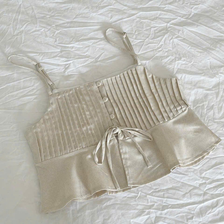 [shoppumi] Áo Linen Vibe 2s Xếp Ly Có Tăng Đơ Điều Chỉnh Nhiều Màu Freesize Pumi