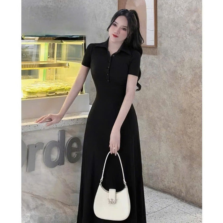 Alternative view of Đầm Thun Tăm Dáng Dài Tay Ngắn Cổ Sơ Mi Tb78fd-sam Store