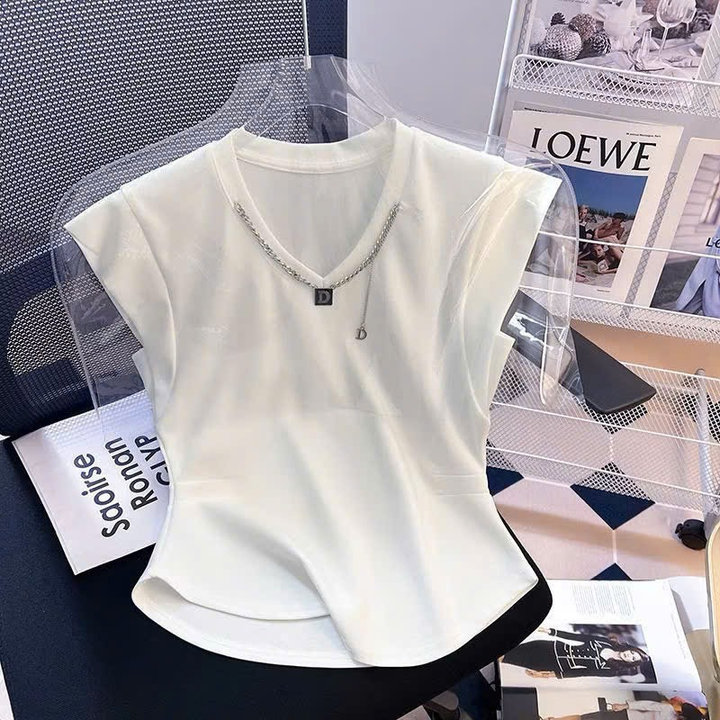 Áo Thun Tay Ngắn Kiểu Cổ Phối Dây Xích Thun Borip Loại 1 Co Giãn - Lê Phương Boutique