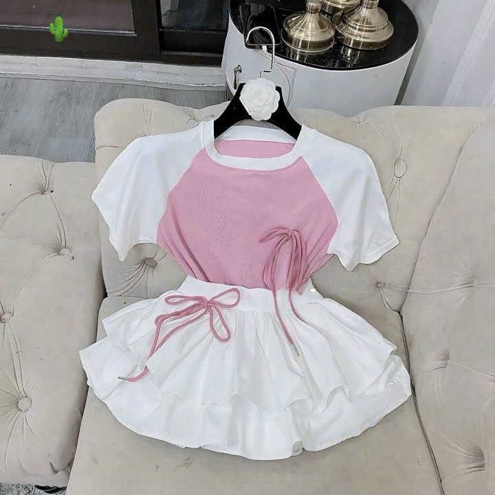 Alternative view of Set Áo Babytee Kèm Chân Váy Tầng Đính Nơ - Lê Phương Boutique