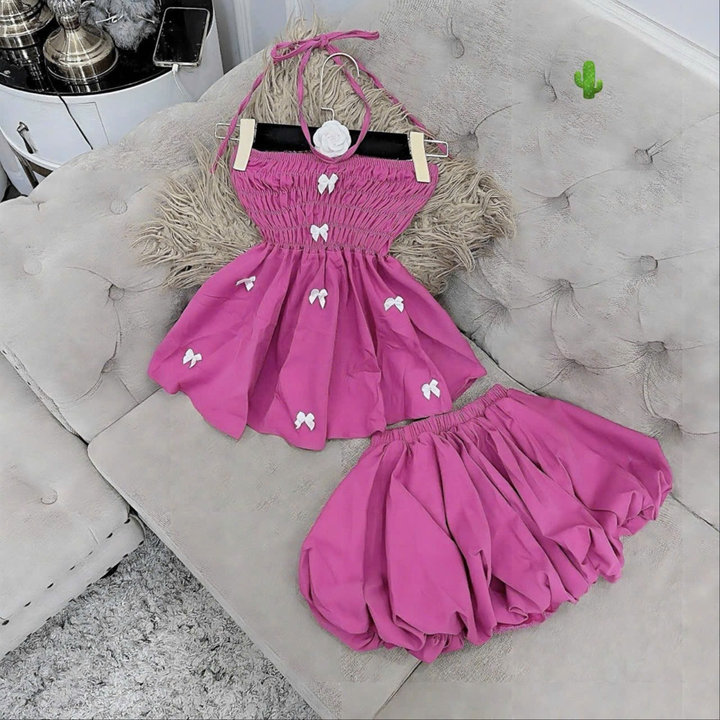 Set Áo Ống Đính Nơ Kèm Quần Bí - Lê Phương Boutique