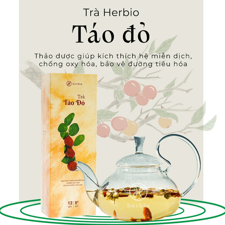 Alternative view of Trà Táo Đỏ Herbio Chống Lão Hóa - Hộp Kéo 12 Gói X 09 Gr