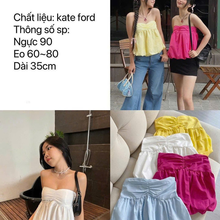 [shoppumi] Áo Cúp Ngực Bí Sau Lưng Bo Chun Có Khóa Kéo Hông Nhiều Màu Freeszie Pumi