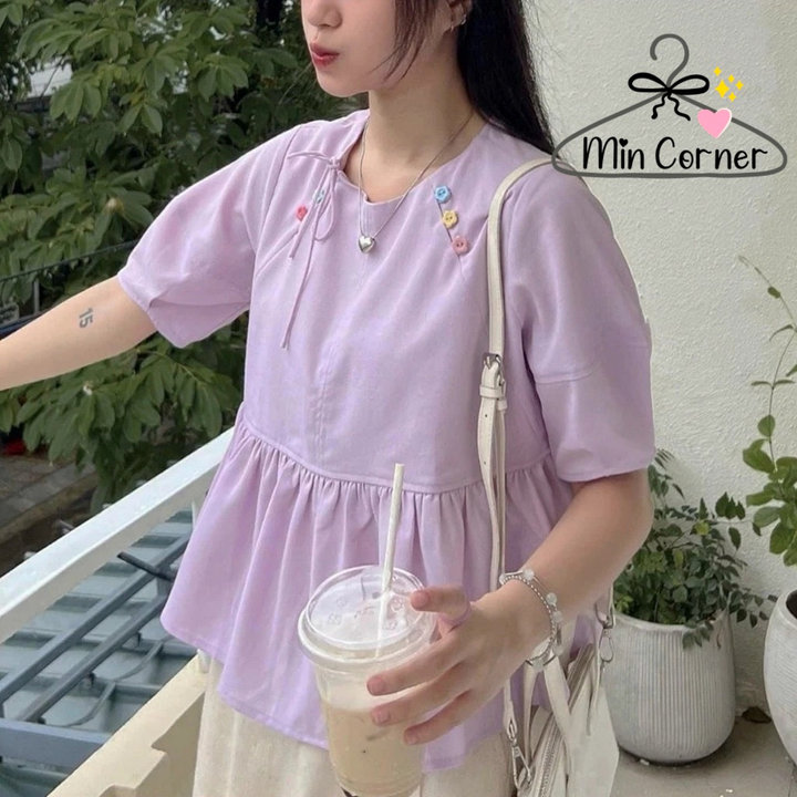 Alternative view of Áo Babydoll Nữ Cộc Tay Cổ Tròn Ms126 - Min Corner