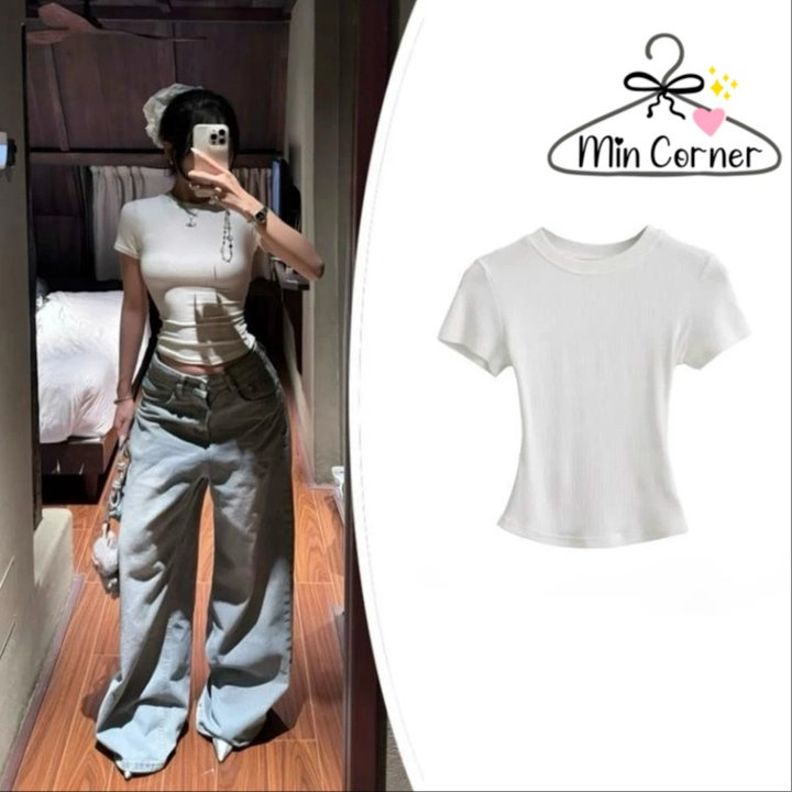 Alternative view of Áo Thun Baby Tee Siêu Ôm Body, Thun Tăm Lạnh Chất Co Dãn Mat78 - Min Cornerv
