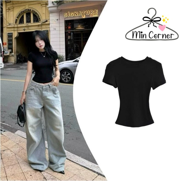 Áo Thun Baby Tee Siêu Ôm Body, Thun Tăm Lạnh Chất Co Dãn Mat78 - Min Cornerv