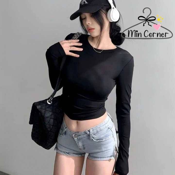 Áo Thun Dài Tay Croptop Ôm Fit Body Cotton Mịn Mat79 - Min Corner