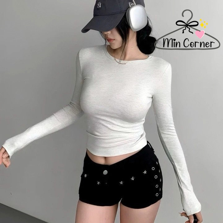 Alternative view of Áo Thun Dài Tay Croptop Ôm Fit Body Cotton Mịn Mat79 - Min Corner
