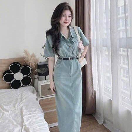 Alternative view of Đầm Denim Nhún Eo Túi Hộp Kèm Dây Nịt Bt125d-sam Store