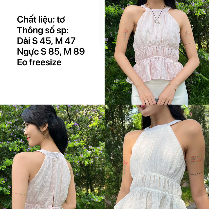 [shoppumi] Áo Yếm Goral 2 Màu Trong Trẻo Chất Tơ Size Sm Pumi 16855