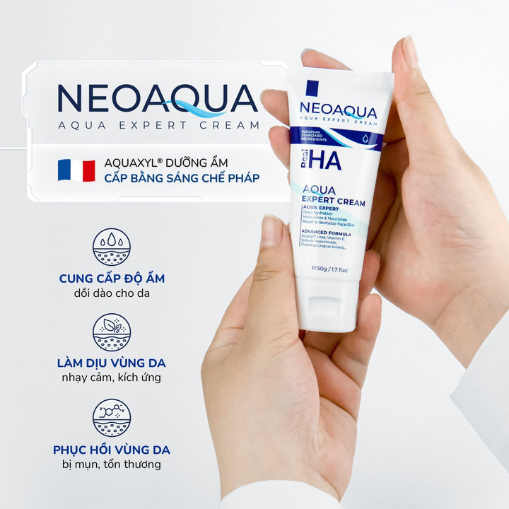 Combo 2 Tuýp Kem Dưỡng Ẩm Khóa Ẩm Phục Hồi Da 2in1 Neoaqua Cấp Nước Chuyên Sâu Ngừa Lão Hóa - Tuýp 50gr