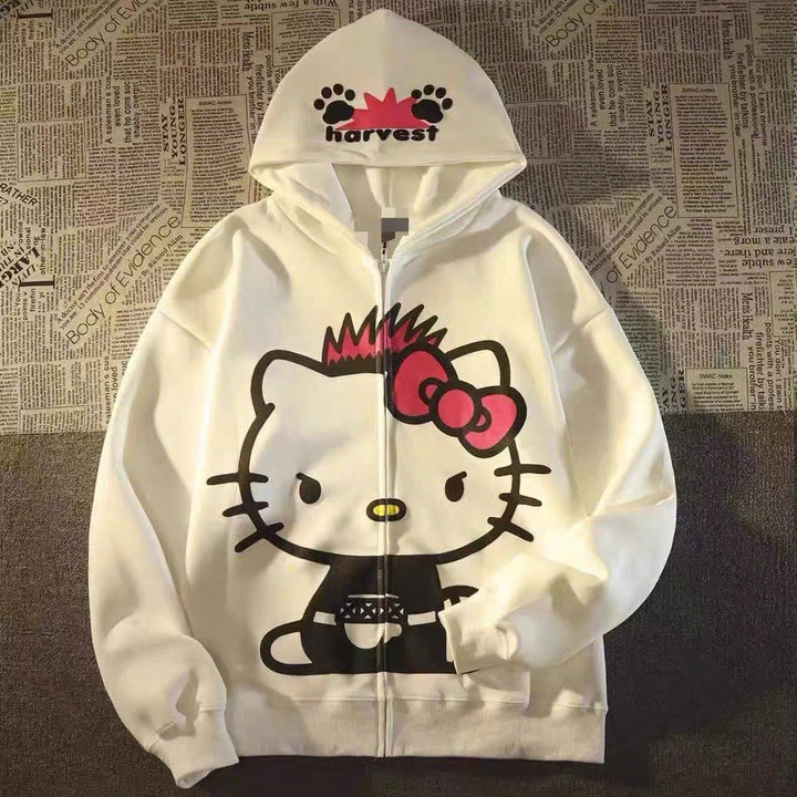 Áo Khoác Nỉ Nữ Dây Kéo In Hình Kitty Havesst Có Mũ Siêu Xinh Tp48 - Phương Store