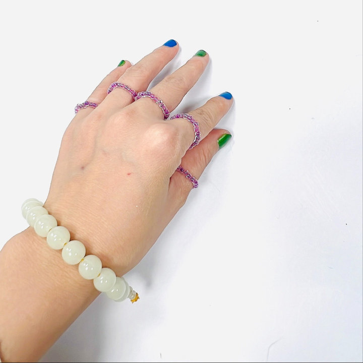 Alternative view of Nhẫn Handmade Màu Tím Mã 07 Dạng Tròn Trong Suốt Lấp Lánh
