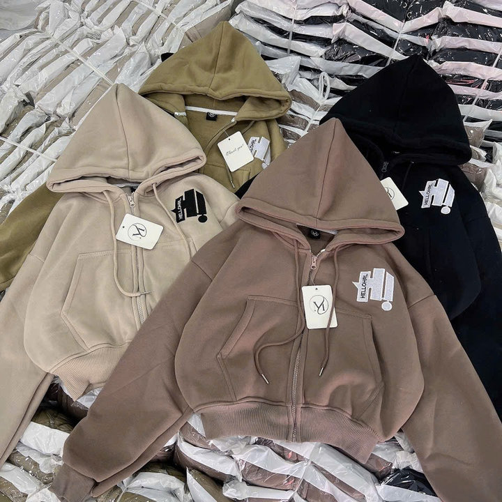 Áo Khoác Nỉ Croptop Nữ Dáng Lửng Có Nón Ib Hị - Htm Fashhion