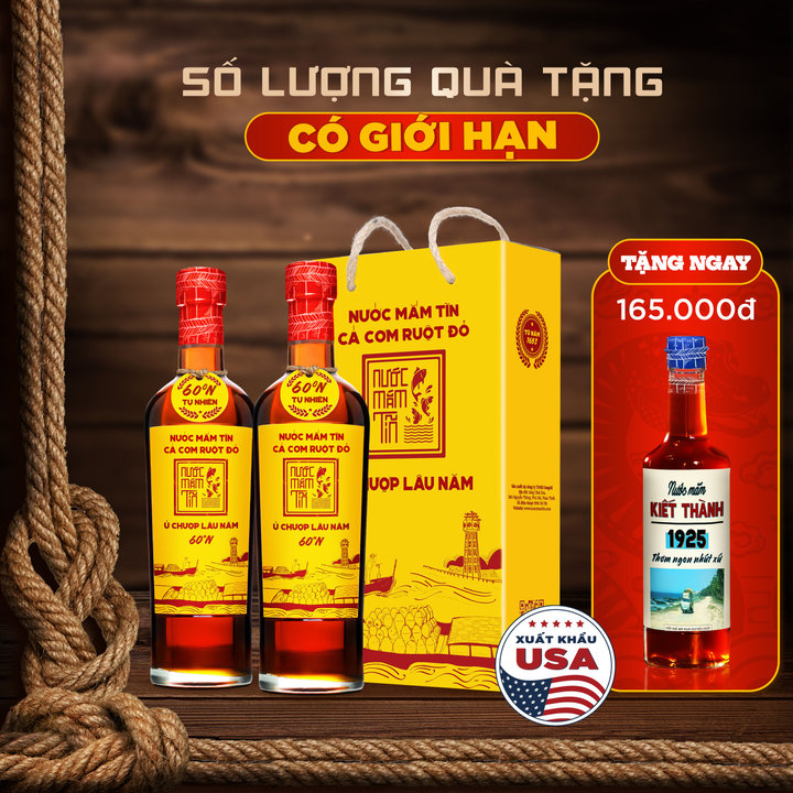 Combo 2 Chai 500ml Nước Mắm Tĩn Cá Cơm Ruột Đỏ Độ Đạm 60n Chai Thủy Tinh - Nước Mắm Tĩn