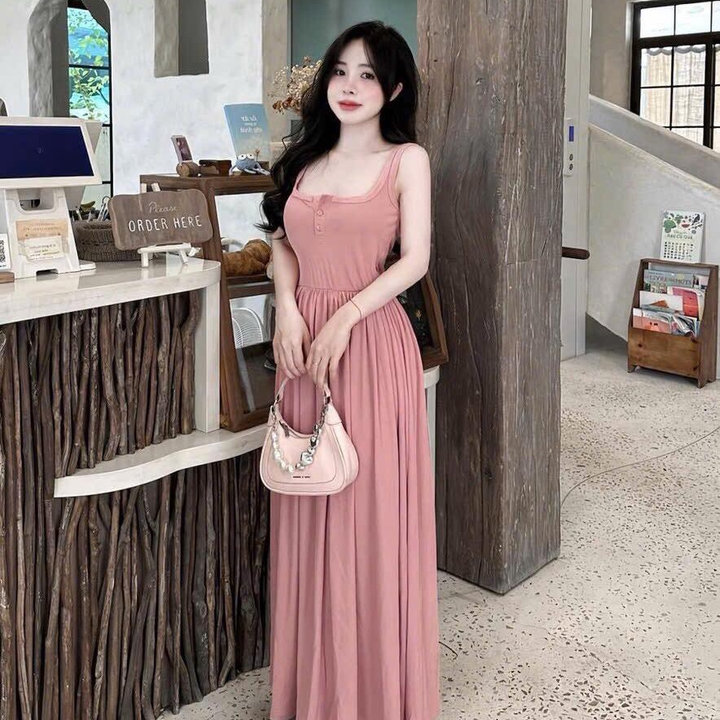 Đầm Maxi Thun Tăm Lạnh Cổ Vuông Bt75nh-nana House