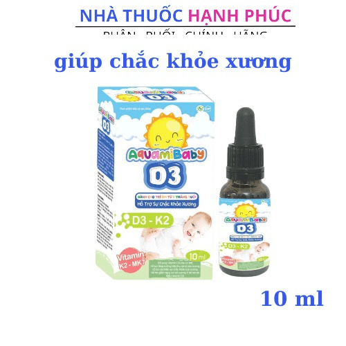 Vitamin Aquamibaby D3 Giúp Hấp Thu Canxi, Chắc Khỏe Xương Hộp 10 Ml - Hoàng Liên