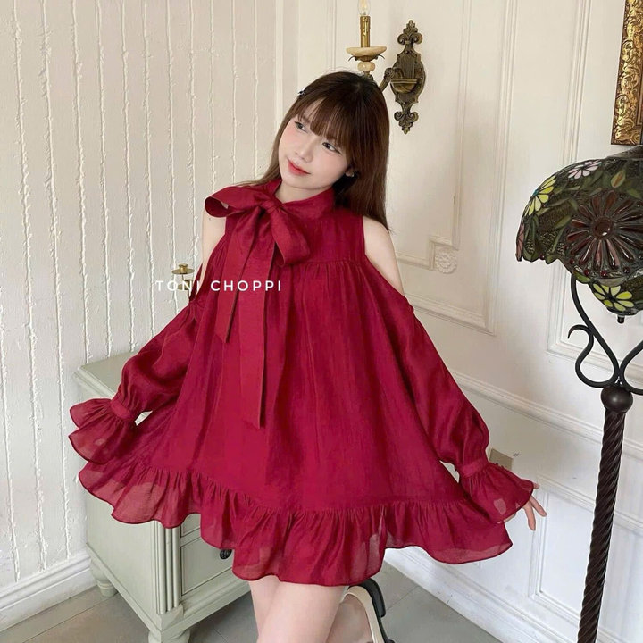 Đầm Voan Tơ Tầng Cột Nơ Bt80nb - Sam Store