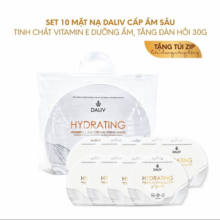 [ Tặng 2 Miếng ] Combo 10 Mặt Nạ Daliv Cấp Ẩm Sâu Tinh Chất Vitamin E Dưỡng Ẩm, Tăng Đàn Hồi 30g