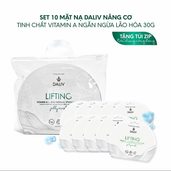 [ Tặng Thêm 2 Miếng ] Combo 10 Mặt Nạ Daliv Nâng Cơ Tinh Chất Vitamin A Ngăn Ngừa Lão Hóa 30g