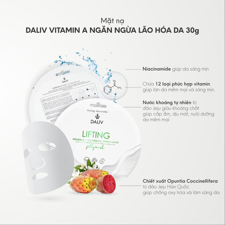 Alternative view of [ Tặng Thêm 2 Miếng ] Combo 10 Mặt Nạ Daliv Nâng Cơ Tinh Chất Vitamin A Ngăn Ngừa Lão Hóa 30g